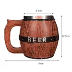 Tasse à Bière de Style Viking en Bois de 500ml, Gobelet à Double Paroi, Isolé en Métal, Cadeau de Noël 16