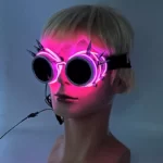 Lunettes rétro Shoes LED avec clous, lunettes brillantes, Steampunk, lunettes rétro, barres lumineuses structurels entes, accessoires de fête d'Halloween 4