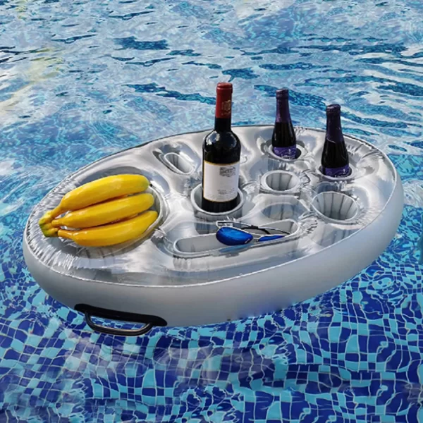 Flotteur gonflable d'été pour boisson à la bière, pour jeux d'eau, plateau à bière, seau porte-gobelet pour fête à la piscine 2