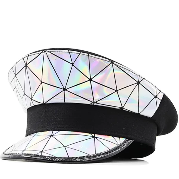 Chapeau de Capitaine de Mariée en Strass de Luxe pour Femme, Accessoire Militaire Argenté Laser, Sergent, ixd'Anniversaire, Festival de Poule 1