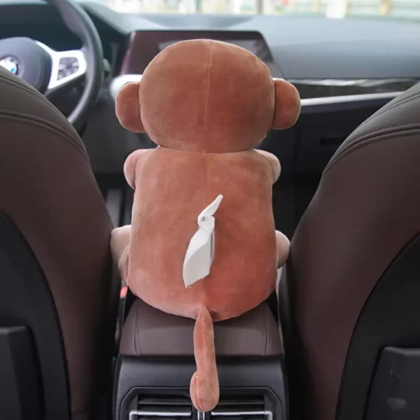 Boîte à mouchoirs de voiture 2 en 1, dessin animé mignon, lapin, chien, singe, ordures élastiques, auto, animal, peluche, intérieur, boîte d'accoudoir, S0T7 6