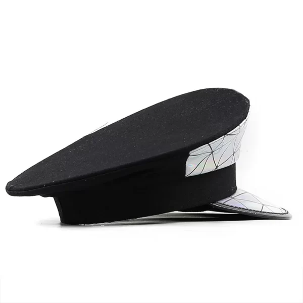 Chapeau de Capitaine de Mariée en Strass de Luxe pour Femme, Accessoire Militaire Argenté Laser, Sergent, ixd'Anniversaire, Festival de Poule 4