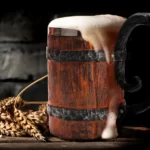 Tasse à Bière de Style Viking en Bois de 500ml, Gobelet à Double Paroi, Isolé en Métal, Cadeau de Noël 5