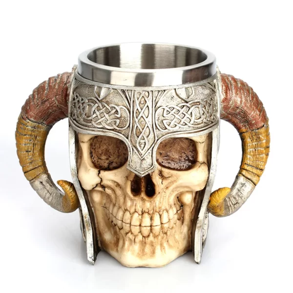 Tasse à Bière de Style Viking en Bois de 500ml, Gobelet à Double Paroi, Isolé en Métal, Cadeau de Noël 7