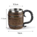 Tasse à Bière de Style Viking en Bois de 500ml, Gobelet à Double Paroi, Isolé en Métal, Cadeau de Noël 12