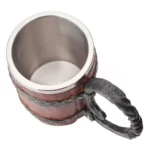 Tasse à Bière de Style Viking en Bois de 500ml, Gobelet à Double Paroi, Isolé en Métal, Cadeau de Noël