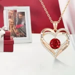 Zunderes-Colliers pendentif avec fleur de rose pour femme, je t'aime, bijoux de mariage, rouge, luxe, je t'aime, boîte cadeau, cadeaux pour petite amie, 2023 2