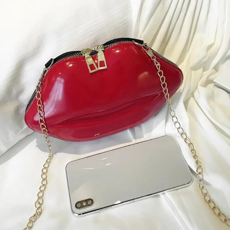 Sacs à main en PVC en forme de lèvres pour femmes, sac à bandoulière solide à fermeture éclair, sacoche pour téléphone, pochette de soirée 20