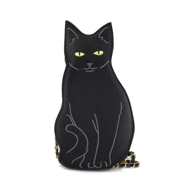 Sac à bandoulière en cuir avec chaînes de chat noir pour femme, sac messager design, sac à bandoulière Chancelier de luxe, petit sac à main Harajuku pour femme, mignon, notifications 6