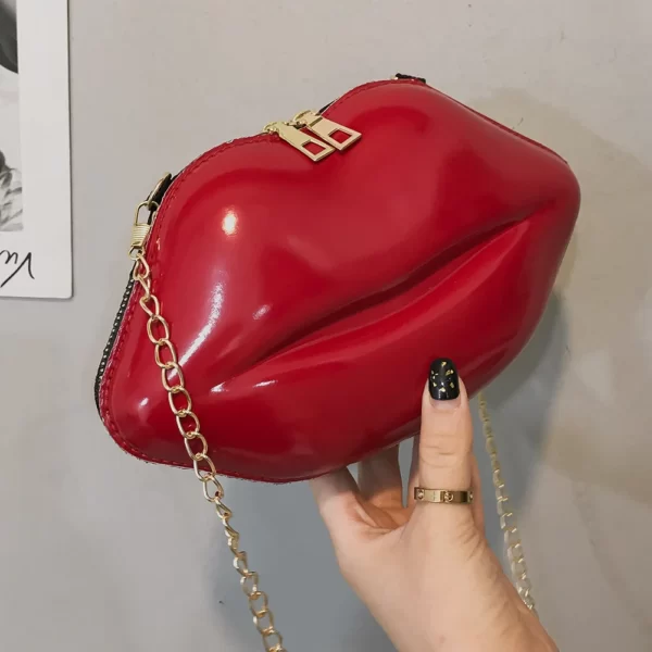 Sacs à main en PVC en forme de lèvres pour femmes, sac à bandoulière solide à fermeture éclair, sacoche pour téléphone, pochette de soirée 1