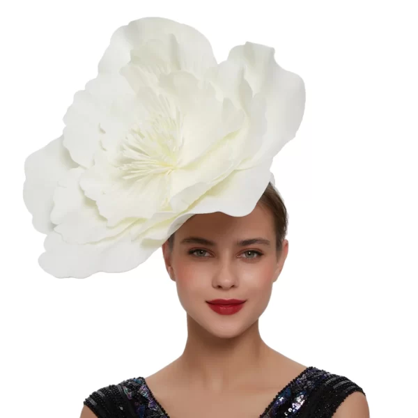 Derby Big Flower Fascinator Hat for Women, Lady Hair Accessrespiration, Pillbox Cap, Royal Party, Wedding, Feather, Elégant, Sauna Piece