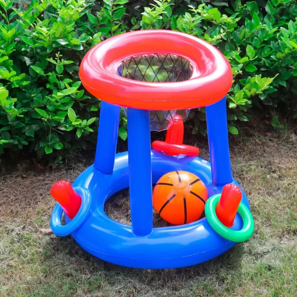 Ensemble de cerceaux de basket-ball de piscine, cerceaux flottants gonflables avec anneaux de balle pour enfants, adolescents et adultes, jeu aquatique compétitif parfait 3