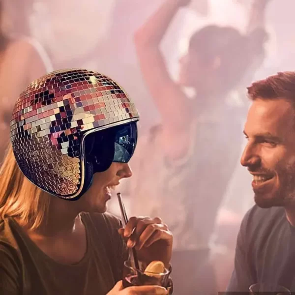 Casque de balle Disco classique, chapeau à paillettes, miroir, pour Bar, Club, fête, verre complet réfléchissant, moto, Cowboy 2