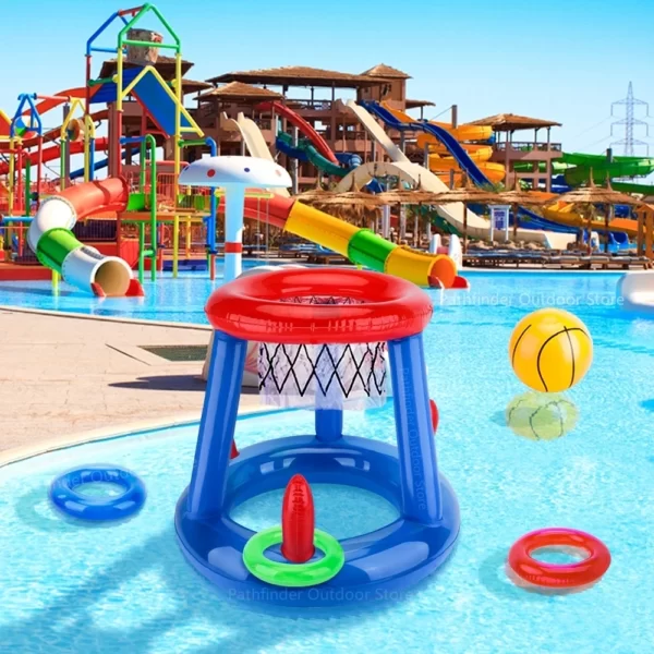 Ensemble de cerceaux de basket-ball de piscine, cerceaux flottants gonflables avec anneaux de balle pour enfants, adolescents et adultes, jeu aquatique compétitif parfait 1