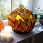 Décor de Citrouille Security é par le Bruit, avec Yeux Rougeoyants LED, Crée des Atmosphères Effrayantes, pour Halloween 4