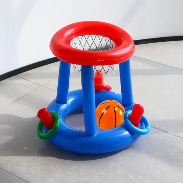 Ensemble de cerceaux de basket-ball de piscine, cerceaux flottants gonflables avec anneaux de balle pour enfants, adolescents et adultes, jeu aquatique compétitif parfait 2