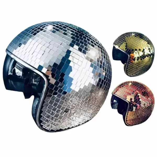 Casque de balle Disco classique, chapeau à paillettes, miroir, pour Bar, Club, fête, verre complet réfléchissant, moto, Cowboy 1