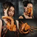 Facehugger-Masque de Scorpion d'Halloween, Cosplay, Accessoire en Cuir, Visage d'Alien Hugger, Couverture de Demi-Visage d'Horreur, Décoration de ix 2