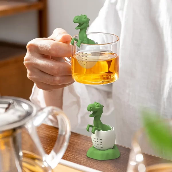 Infuseur à thé en silicone réutilisable sans BPA, passoire à thé, filtre à thé noir, dinosaure mignon, éléphant et baleine, cuir chevelu adt 3