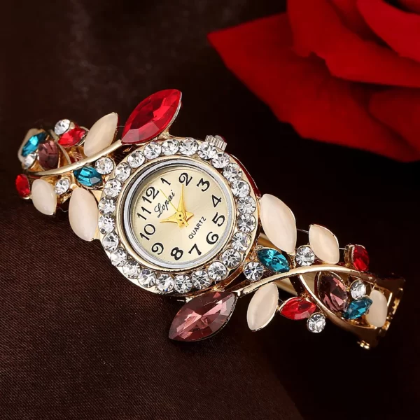 Montre-bracelet en diamant pour femmes, marque de luxe Robes à Bracelet en acier pour femmes, élégantes, horloge, cadeaux pour femmes 3