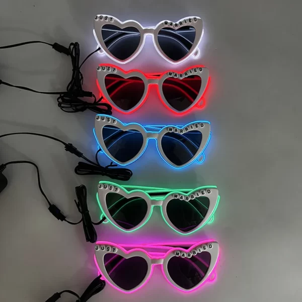 Lunettes néon LED en forme de cœur pour femme, Barres structurels entes, DJ Party, Noël, Nouvel An, Bride to be Wedding, Rave Accessrespiration 63