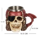 Tasse à Boire en Forme de Crâne Viking de Style Médiéval, Mug à Café avec Revêtement en Acier Inoxydable, pour Halloween 7.5