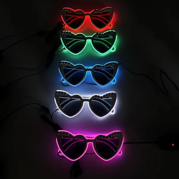 Lunettes néon LED en forme de cœur pour femme, Barres structurels entes, DJ Party, Noël, Nouvel An, Bride to be Wedding, Rave Accessrespiration 69