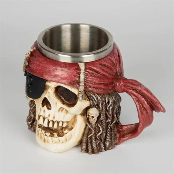 Tasse à Boire en Forme de Crâne Viking de Style Médiéval, Mug à Café avec Revêtement en Acier Inoxydable, pour Halloween 7.5 3