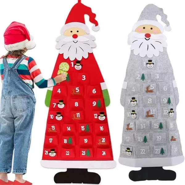 Calendrier mural de vacances du Père Noël 2025, décoration de la maison, cadeaux pour enfants, arbre de Noël numérique, compte à rebours non tissé 1