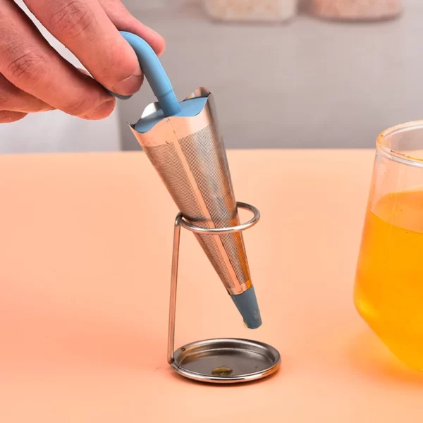 Infuseur à thé en silicone en forme de parapluie, passoire à épices en acier inoxydable, filtre à mailles, outil de théière, TeAbropérer, mignon 3