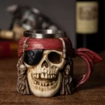 Tasse à Boire en Forme de Crâne Viking de Style Médiéval, Mug à Café avec Revêtement en Acier Inoxydable, pour Halloween 7.5 1