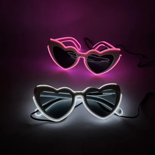 Lunettes néon LED en forme de cœur pour femme, Barres structurels entes, DJ Party, Noël, Nouvel An, Bride to be Wedding, Rave Accessrespiration 4