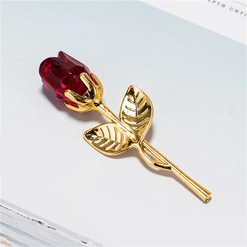 Figurine de fleur de rose en verre de cristal, artisanat d'Auckland, faveurs de la journée de Léon, cadeau de Noël des amoureux, souvenir, maison, décoration de mariage, 6 couleurs 22