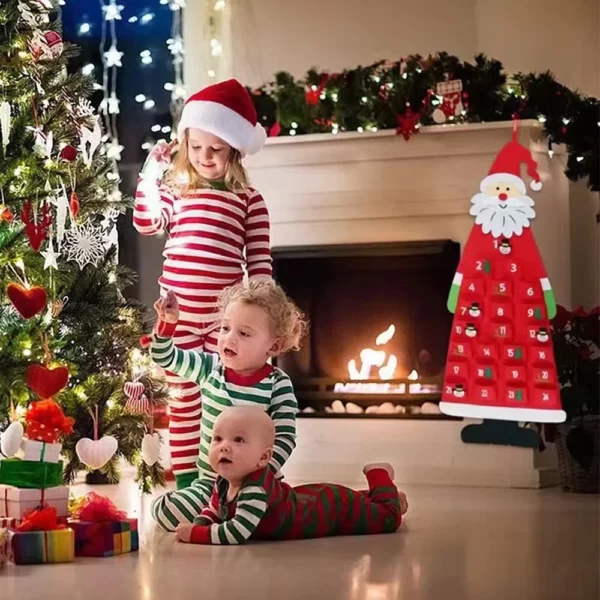 Calendrier mural de vacances du Père Noël 2025, décoration de la maison, cadeaux pour enfants, arbre de Noël numérique, compte à rebours non tissé 6