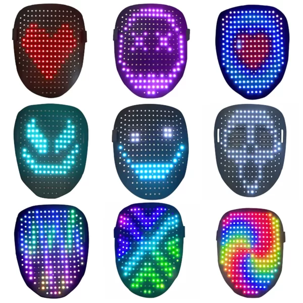 Masque Lumineux Numérique à LED avec Détection de Geste, Transformateur, pour Halloween, ixde Rave Dj, Noël 4