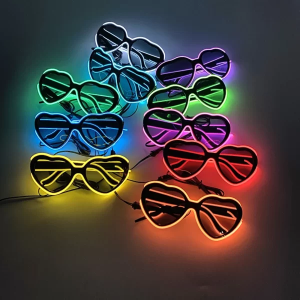 Lunettes néon LED en forme de cœur pour femme, Barres structurels entes, DJ Party, Noël, Nouvel An, Bride to be Wedding, Rave Accessrespiration 1