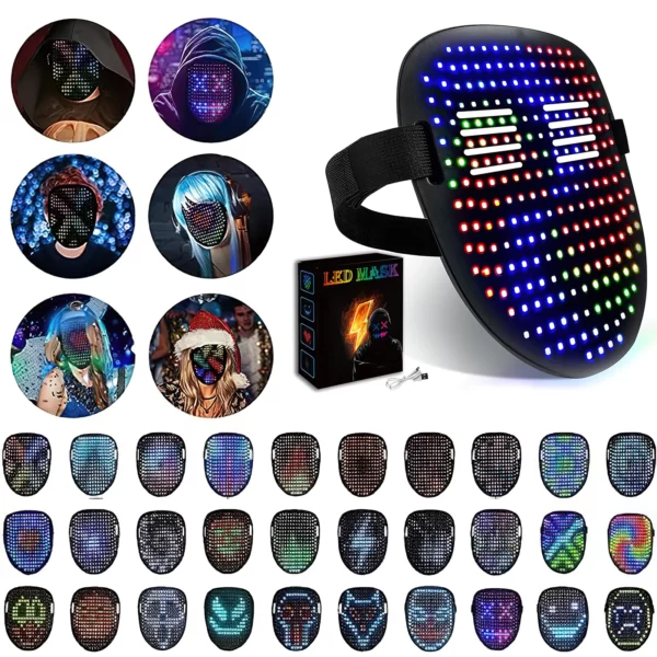 Masque Lumineux Numérique à LED avec Détection de Geste, Transformateur, pour Halloween, ixde Rave Dj, Noël 1