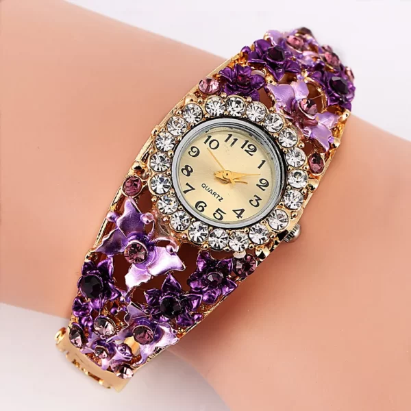 Montre-bracelet en diamant pour femmes, marque de luxe Robes à Bracelet en acier pour femmes, élégantes, horloge, cadeaux pour femmes 5