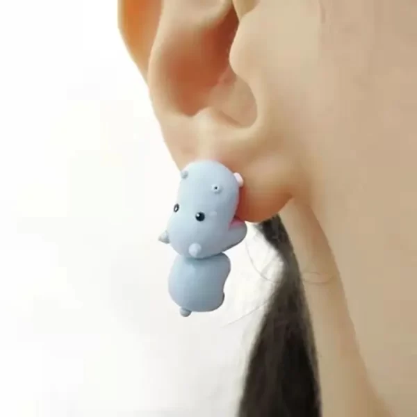 Boucles d'oreilles à tige de dessin animé animal pour femmes, dinosaure mignon, petit chien, baleine, argile, morsure, bijoux d'oreille, cadeaux amusants, mode, 2 pièces, 1 paire 3