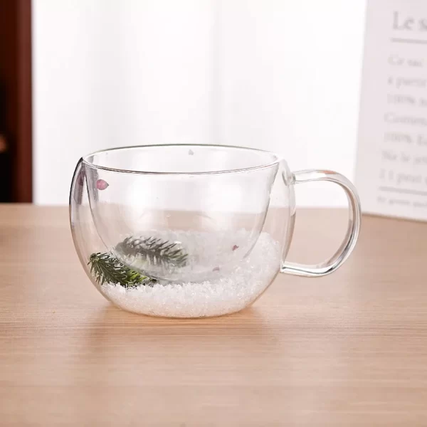 Tasse en Verre Transparent à Double Paroi, Thème de Noël, Scène de Neige, Café, Degré de Chaleur, Lait, Eau, Cadeau, 200 ml, 350ml 6