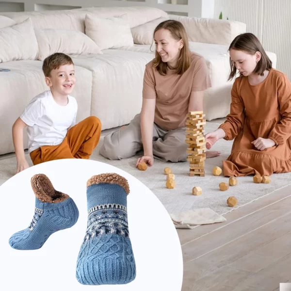 Chaussettes thermiques épaisses pour hommes et femmes, bas de football non ald, pantoufles de sol d'intérieur pour la maison, chaussettes de ski chaudes pour Noël, hiver 4