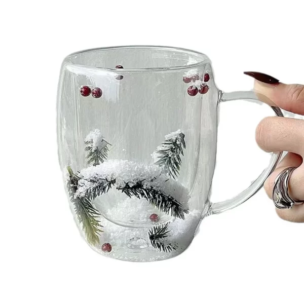 Tasse en Verre Transparent à Double Paroi, Thème de Noël, Scène de Neige, Café, Degré de Chaleur, Lait, Eau, Cadeau, 200 ml, 350ml 5