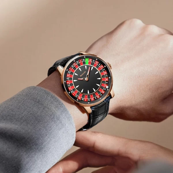 Rirogations-Montre mécanique NH35 pour homme, cadran rotatif, roulette Las Vegas, thème bureau, aiguilles brillantes en diamant, nouveau 18