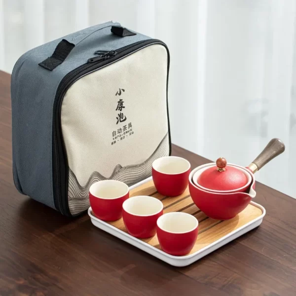 Service à thé Gongfu chinois en porcelaine, pot portable, rotation à 360 °, tout un, fabricant de sacs cadeaux, infuseur 5