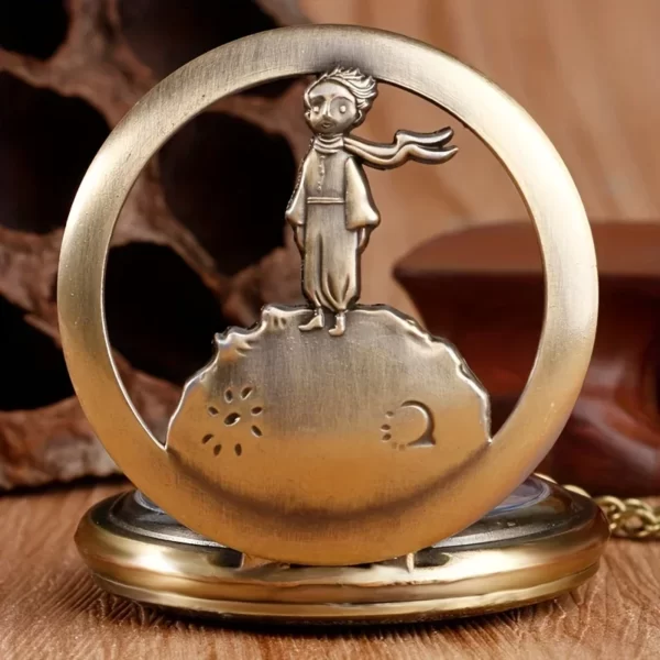 Montre de poche pendentif petit prince, collier design creux, bronze vintage 2