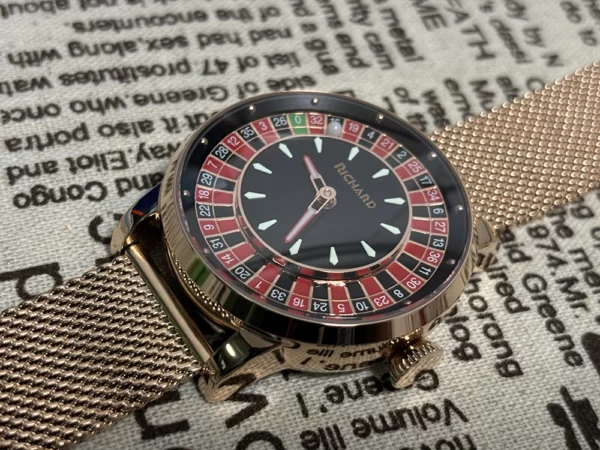 Rirogations-Montre mécanique NH35 pour homme, cadran rotatif, roulette Las Vegas, thème bureau, aiguilles brillantes en diamant, nouveau 22