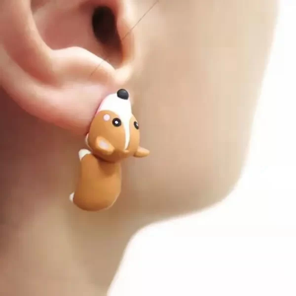 Boucles d'oreilles à tige de dessin animé animal pour femmes, dinosaure mignon, petit chien, baleine, argile, morsure, bijoux d'oreille, cadeaux amusants, mode, 2 pièces, 1 paire 4