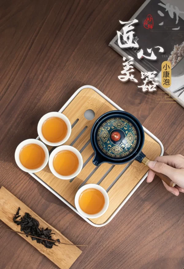 Service à thé Gongfu chinois en porcelaine, pot portable, rotation à 360 °, tout un, fabricant de sacs cadeaux, infuseur 43