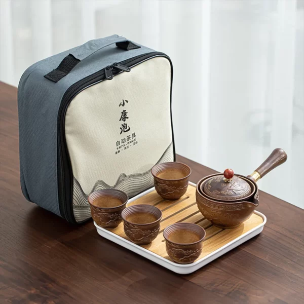 Service à thé Gongfu chinois en porcelaine, pot portable, rotation à 360 °, tout un, fabricant de sacs cadeaux, infuseur 4