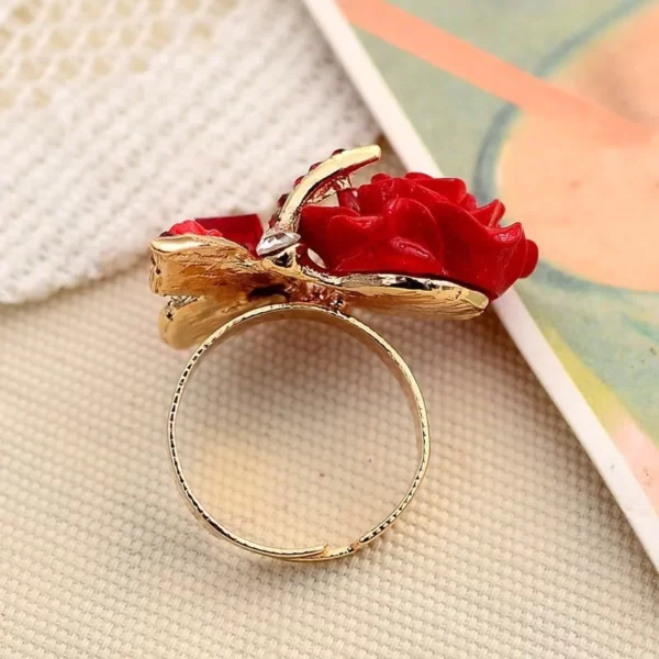 Bagues ouvertes de mariage en cristal pour femmes et filles, bijoux réglables, grand papillon créatif, fleurs, document en or, mode 3